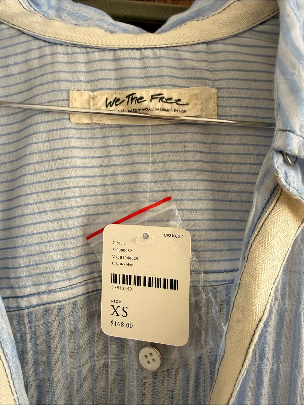 We The Free Light Blue and White Striped Button-Up Dress - Picture 3 of 3